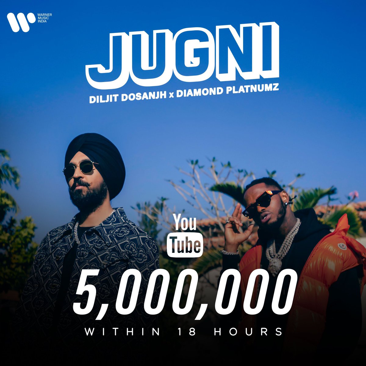 diamondplatnumz's tweet photo. Thank you for the 5 Million Viewers within 18 Hours World! #JUGNI @diljitdosanjh x @diamondplatnumz On All Platforms now👇🏼
https://t.co/Mf3CnD3eRf

Enjoy &amp; Share to everyone you love ❤️🌎 #Wasafi https://t.co/ijTlSv4ziH