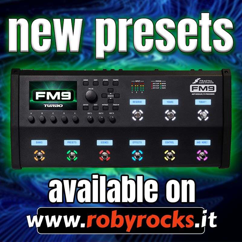 _robyrocks's tweet photo. new FRACTAL FM9 PRESET available!
https://t.co/Qhz853gWxT
I am pleased to inform you that on my website starting from today it is available the FRACTAL FM9 PRESETS page.
#robyrocks #fractalaudio #fractal #fractalfm9 #pedalboard #guitar #guitarfx #guitareffects #guitargear https://t.co/wFuOUouQLs