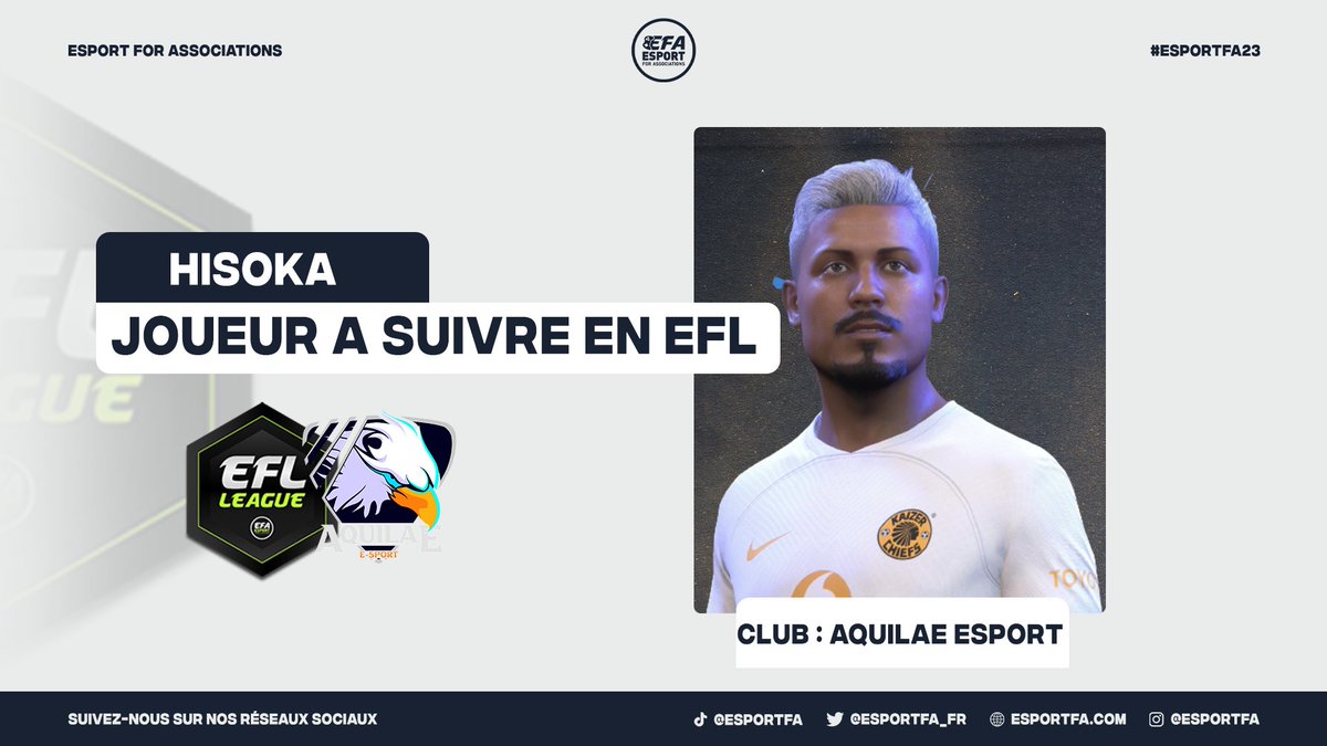 🔎Joueur à suivre #27 : <a href="/xHisokaa__/">xHisokaa__</a>

🥅113 matches
👟46 passes décisives
⚽️45 buts

Le meneur de jeu rebondi chez @Aquilae_CP après son départ de <a href="/TeamMetaleak/">Metaleak</a> ! 

➡️Répondra t-il présent ? Réponse le 10 octobre sur twitch.tv/esportfa
