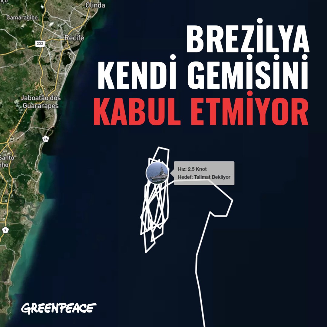 Zehir gemisinin Brezilya iç denizine girmesi ve bir limana yanaşması için batma riskini analiz edecek gövde bütünlüğü testi talep edildi.
Bu işlemlerin gerçekleşmesi için Brezilya Donanması Penambuco Eyaleti’nde yer alan Suape limanını işaret etti.