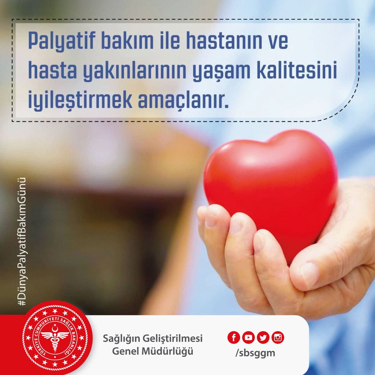 Palyatif bakım ile hastanın ve hasta yakınlarının yaşam kalitesini iyileştirmek amaçlanır. #DünyaPalyatifBakımGünü