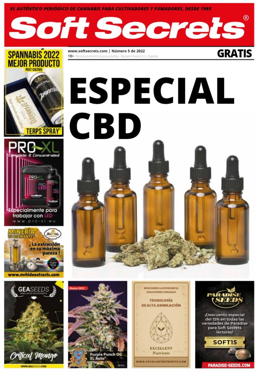 SoftSecrets_ES's tweet photo. 😆 Ya está aquí la última edición de #SoftSecrets con el especial #CBD, botánica del #cannabis de la mano de @JorgeCervantes, todo sobre #expogrowirun y mucho más!!!👇
https://t.co/g5y88ORQ5i https://t.co/pc1xHUG2Ow