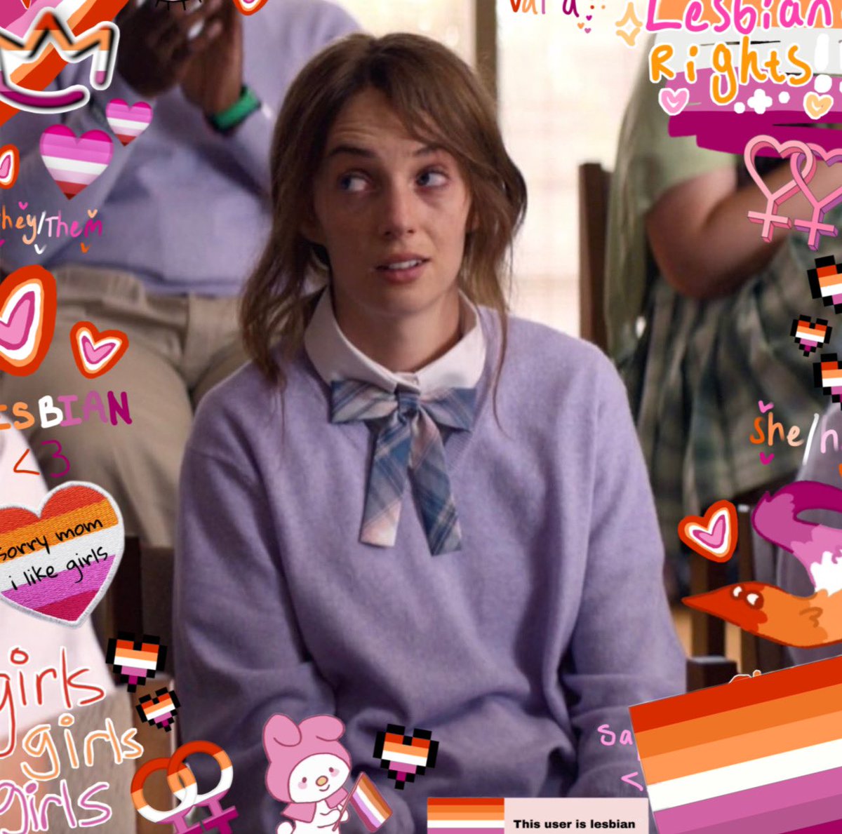 dailymayahawkee's tweet photo. happy international lesbians day to maya hawke’s canon lesbian characters https://t.co/0Q41pK5XsB