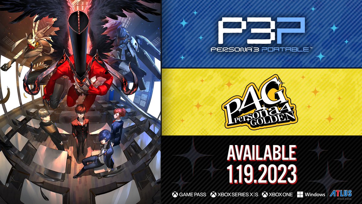 🌙 Special Announcement! 📺

Persona 3 Portable and Persona 4 Golden release for modern platforms on January 19, 2023! #P3P #P4G