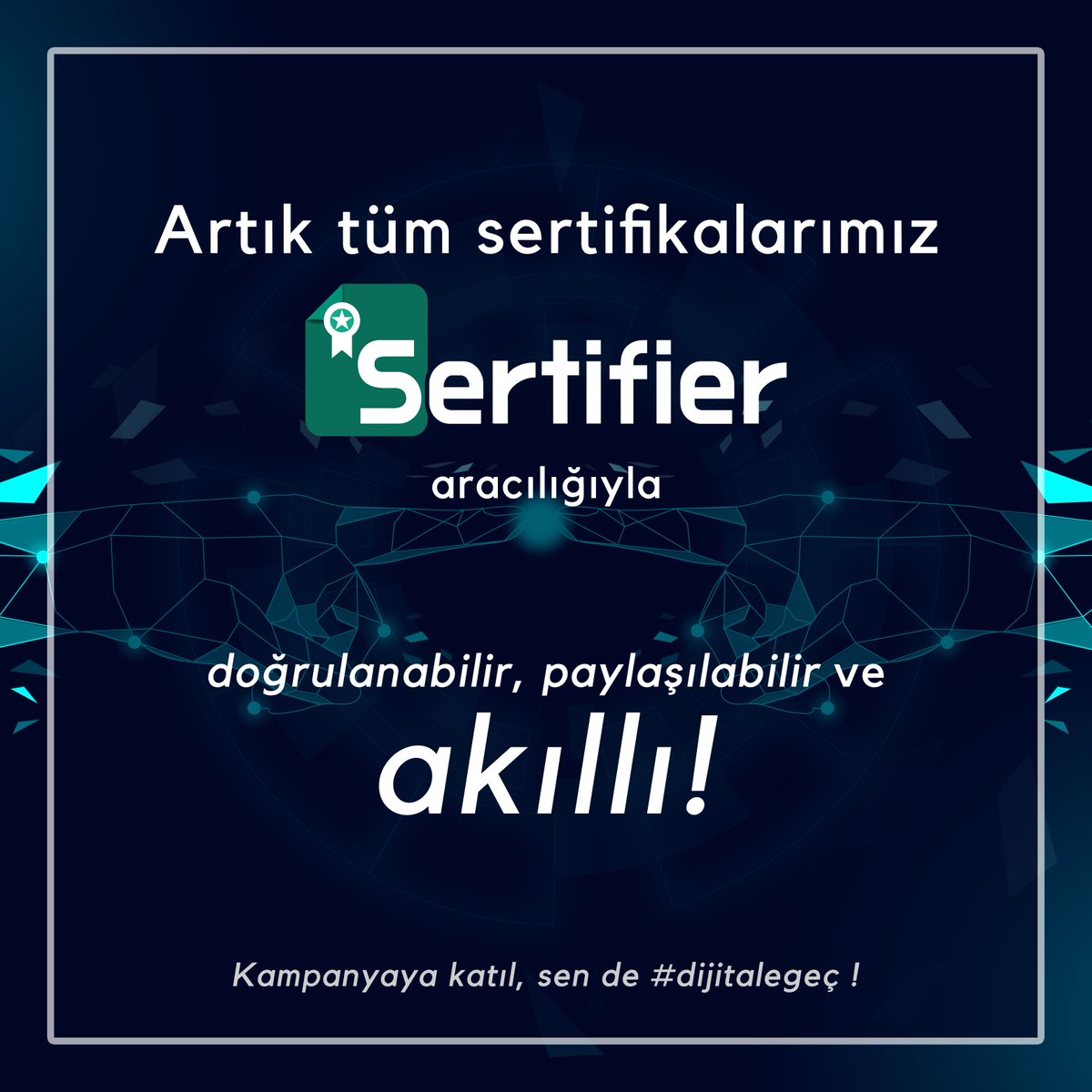 We are entering the “Smart Certification Age”! We invite you to join us and be part of the digital transformation: <a href="/GdscYalova/">GDSC Yalova</a> <a href="/gdsckhas/">GDSC Kadir Has University</a> <a href="/gdscbeykoz/">GDG on Campus Beykoz Üniversitesi</a> #GoDigital #FreeForStudents #FFS #Sertifier @sertifierco