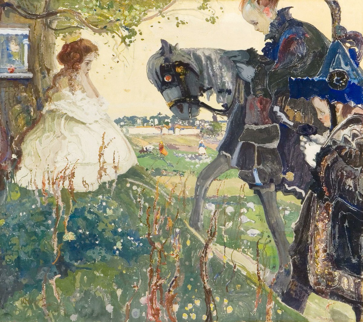 polmastersofart's tweet photo. Witold Wojtkiewicz - Wezwanie | Hołd (część III z cyklu Ceremonie) (tempera na płótnie, 70,5 x 79,5 cm), 1908, Muzeum Narodowe we Wrocławiu. #PolishMastersofArt #PolishArt #PolskaSztuka #WitoldWojtkiewicz https://t.co/HFRbHYtUkb