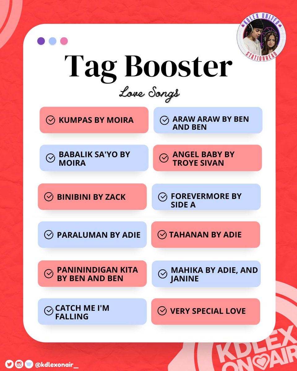 kdlexonair_'s tweet photo. What is your favorite love song(s)?

Like, Retweet and Reply your answers along with our tag.

KDLEX NEWS TO NAMIN https://t.co/EM1fy2CuXc