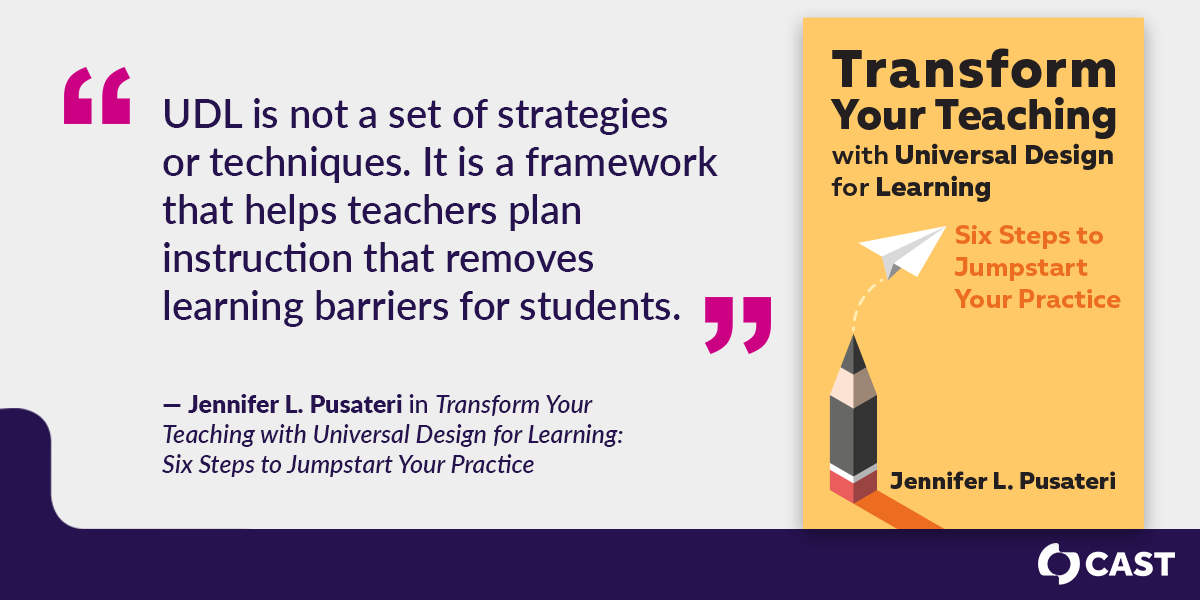 CAST_UDL's tweet photo. UDL isn’t a checklist. It’s not something you “do.” #UDL is a #framework for more inclusive, welcoming, and accessible #teaching and #learning. Find out more in “Transform Your Teaching with Universal Design for Learning” by @Jen_Pusateri, out now: https://t.co/0st6SsbvgF https://t.co/Laqgpb6qSx
