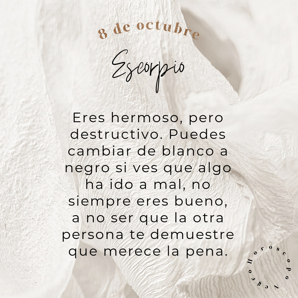 El horóscopo diario del 8 de octubre para Escorpio 🔮♏️ #horoscoponegro #horoscopodiario