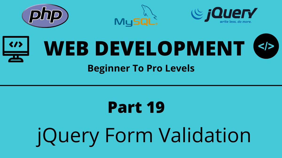 TechQuickLearn's tweet photo. Web Development Tutorial | Part 19 | jQuery Form Validation

Video - https://t.co/z6C0fKQCE8

#programming #techquicklearner #softwaredeveloper #webdevelopment #webdeveloper #learning #learn #javascript #php  #mysql #jquery #formvalidation https://t.co/TQx6ZC0HSh