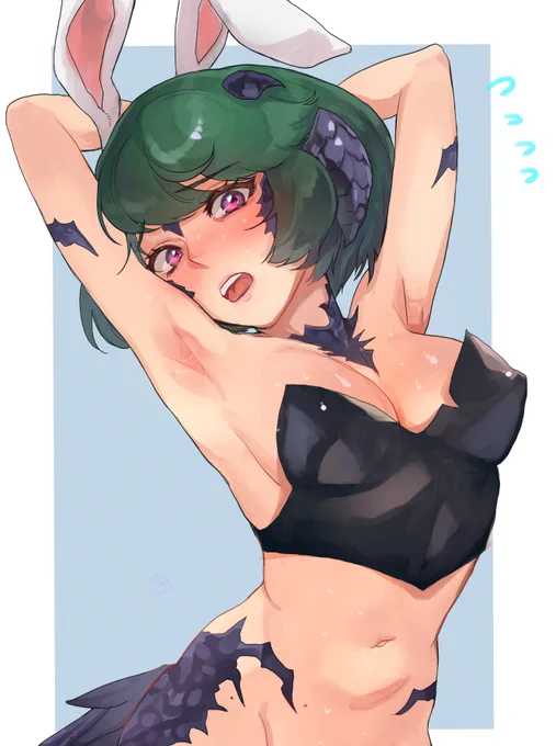 前描いたバニーちゃんに色付けて遊んでた… 