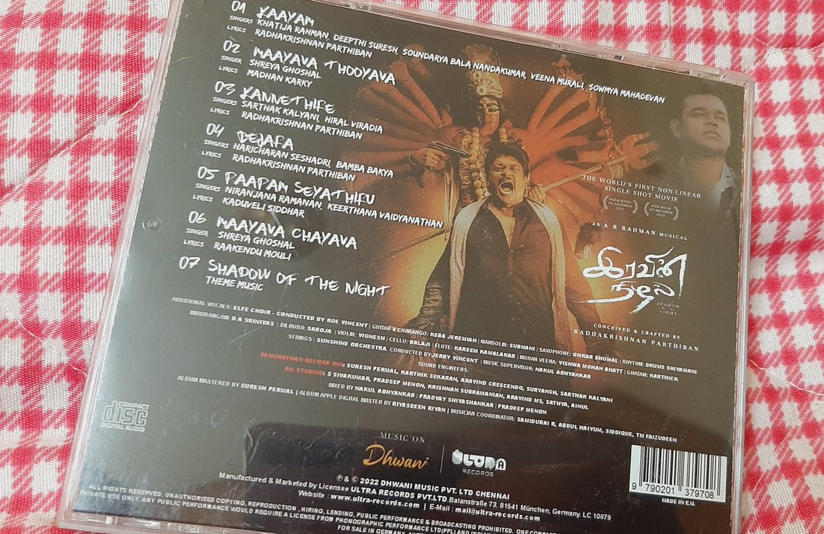 KarthickGiver's tweet photo. 😍Original audio cd 💿
@arrahman @rparthiepan @musiconDhwani 2⁰2² best music National award winner 🏆
#ARRahman #IravinNizhal #MusicalGod #Arr https://t.co/JYgfte02Rr