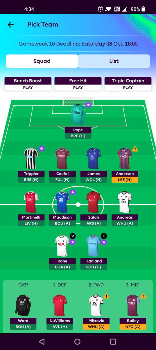 fplevolution's tweet photo. Brought in Andersen for Digne.
GW10 🔒

#FPL https://t.co/OiRGMJ3I4m