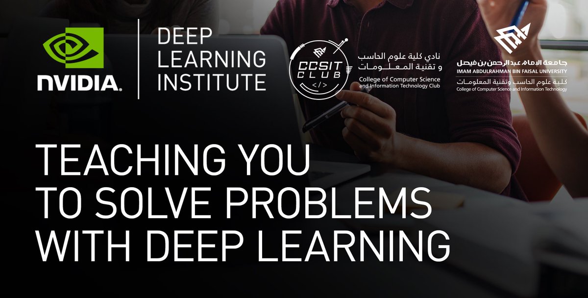ccsit_club's tweet image. Join @NVIDIA and Imam Abdulrahman bin Faisal University for an #NVDLI #DATA_ENGINEERING workshop on October 22nd, 2022, at 9 am.
🔗Register now:
eventbrite.com/e/accelerating… #CCSIT_DLI