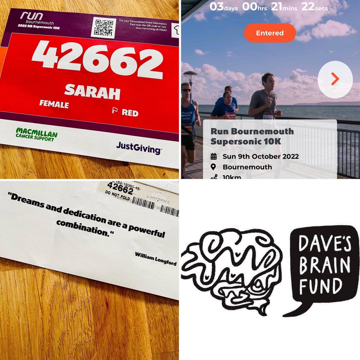 Another amazing human doing something incredible for Dave! 🏃‍♀️🏃‍♀️

Sarah is running the #bournemouth10k - she has beaten her target of £250 but let’s add more! 

justgiving.com/crowdfunding/s…

#donate4dave #davesbrainfund