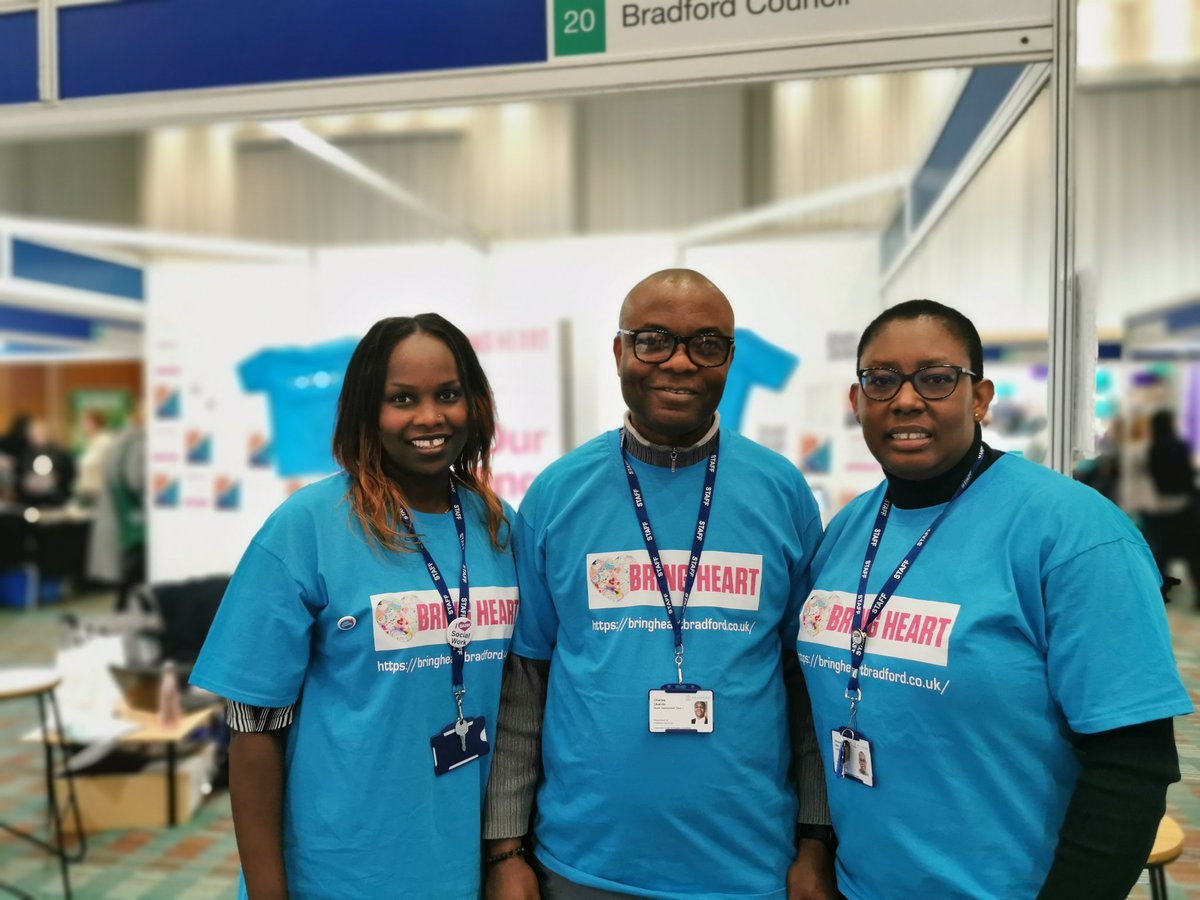 cuulkandy's tweet image. With Principal Social Worker @etaylor_traci and Service Manager Rubia Parveen flying Team Bradford flag at the 2022 Compass Social Work Job Fair at Manchester Hilton #bringheart.