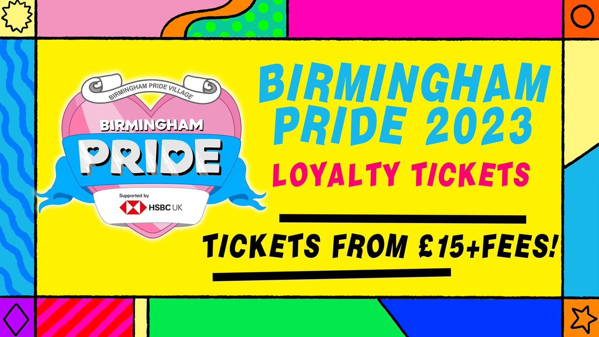 LOYALTY TICKETS 2023 🌈♥️ Don’t forget to grab your @BirminghamPride 2023 loyalty tickets for Spring Bank Holiday Weekend May 27th and May 28th 2023! Available online for a LIMITED TIME ONLY! Tickets from £15 (plus fees) tkt.to/bhampride2023