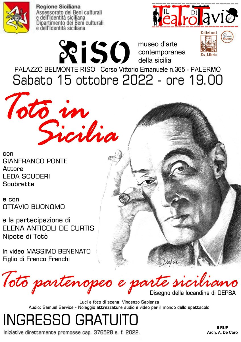 gcarlo74's tweet photo. 𝗧𝗼𝘁𝗼̀ 𝗽𝗮𝗿𝘁𝗲𝗻𝗼𝗽𝗲𝗼 𝗲 𝗶𝗻 𝗽𝗮𝗿𝘁𝗲 𝘀𝗶𝗰𝗶𝗹𝗶𝗮𝗻𝗼. A Palermo Ottavio Buonomo e Gianfranco Ponte con Elena Anticoli De Curtis: uno spettacolo ricordando il grande Totò
https://t.co/ja801mv65j https://t.co/W1nqesFe8I
