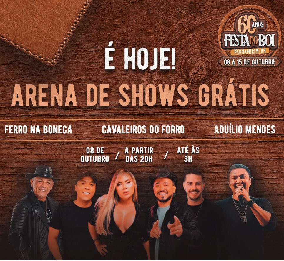 ramoncavaleiro's tweet photo. Hoje vai ser ESTOURO na Arena Shows 2022! 💥💥💥
20:00hs ferro na boneca
22:00hs cavaleiros do forró
00:00hs aduilio mendes
#FestadoBoi #FestadoBoi60anos #agronegocio #agronegociopotiguar #anorc #rural https://t.co/YqrFgzwUco