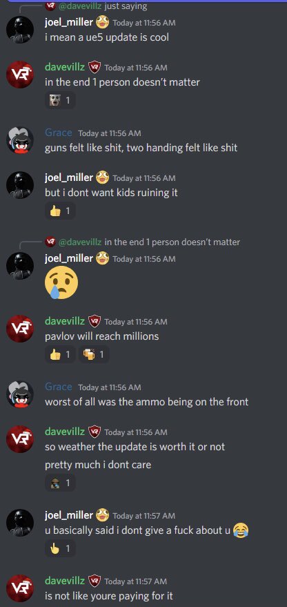 This is why #playvailvr and <a href="/aexlabinc/">AEXLAB</a> is going to succeed. They care about the 1 person. Unlike the #pavlovgame dev