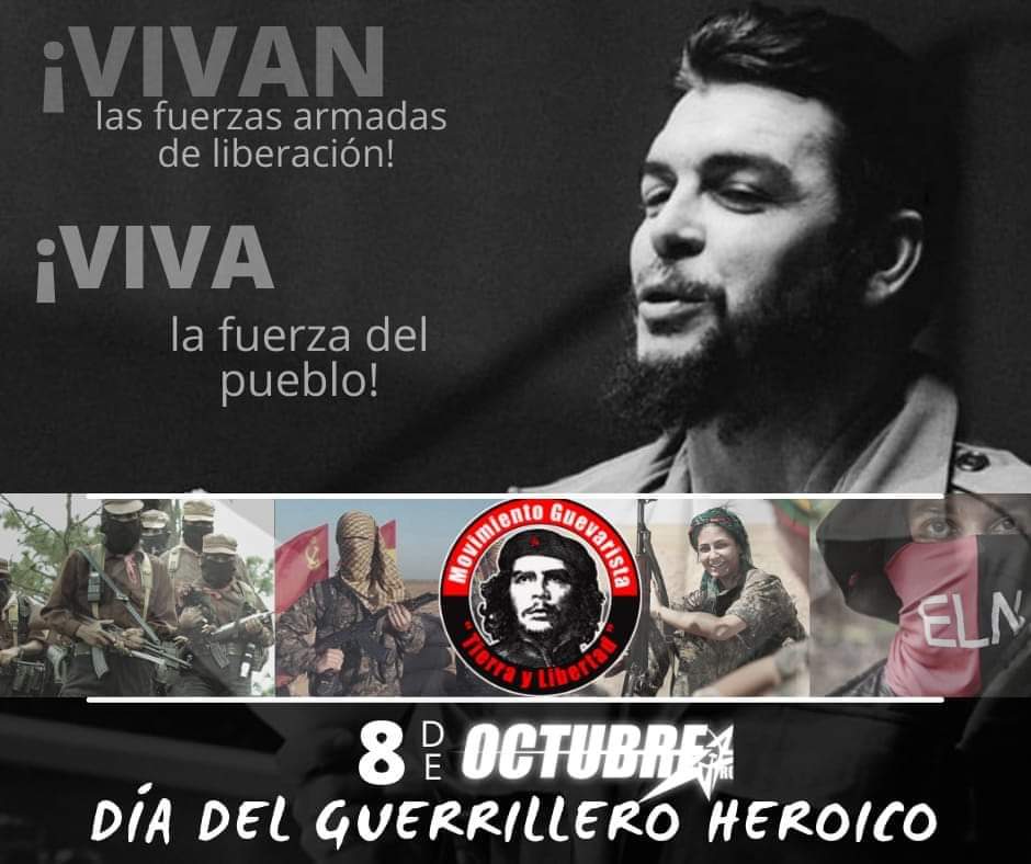 FrentesRojos's tweet photo. #díadelguerrillero 🔴VIVAN LAS FUERZAS ARMADAS DE LIBERACIÓN, VIVA LA FUERZA DEL PUEBLO⚫

El #8DeOctubre es herido y fusilado por soldados bolivianos,  Ernesto Guevara "El Che",  se declara entonces está fecha como el ¡ Día del guerrillero heroico!.

#MGTL
#octubrerojoynegro https://t.co/PUb21PYseE