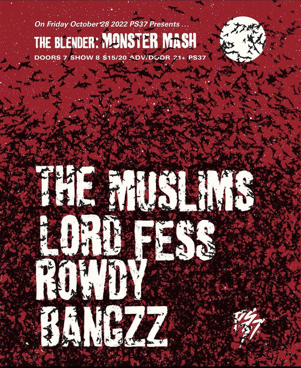 🕷️ 👻 THE BLENDER PRESENTS: MONSTER MASH 👻 🕷️

Friday Oct. 28. The Muslims, Lord Fess, Rowdy, and Bangzz. Doors at 7 show at 8.

Get 🎟️ now: eventbrite.com/e/the-blender-…