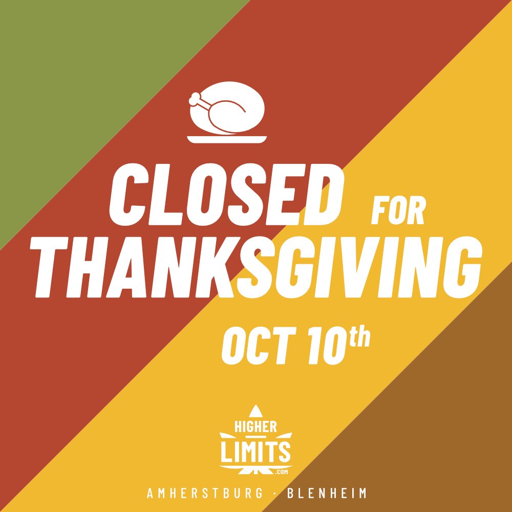 #Thanksgiving is almost here friends! Just a heads up that we'll be closed on #Monday to celebrate and to give our team some well deserved time off.

Make sure to stock up before Monday!

#yourbestbuds #amherstburg #blenheim #chathamkent #windsoressex #bestinthesouthwest