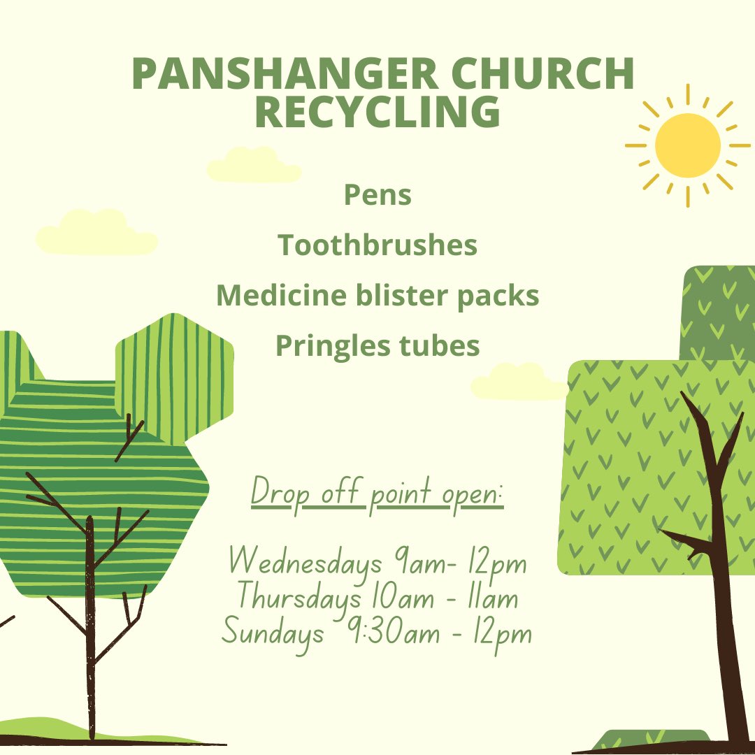 Our recycling point is open during the week for anyone in the community that would like to use it. Bring along your: 

🪥 Toothbrushes
🖊 Pens
💊Medicine blister packs
🥠 Pringle tubes
(we know this isn’t a Pringles emoji 🤫)