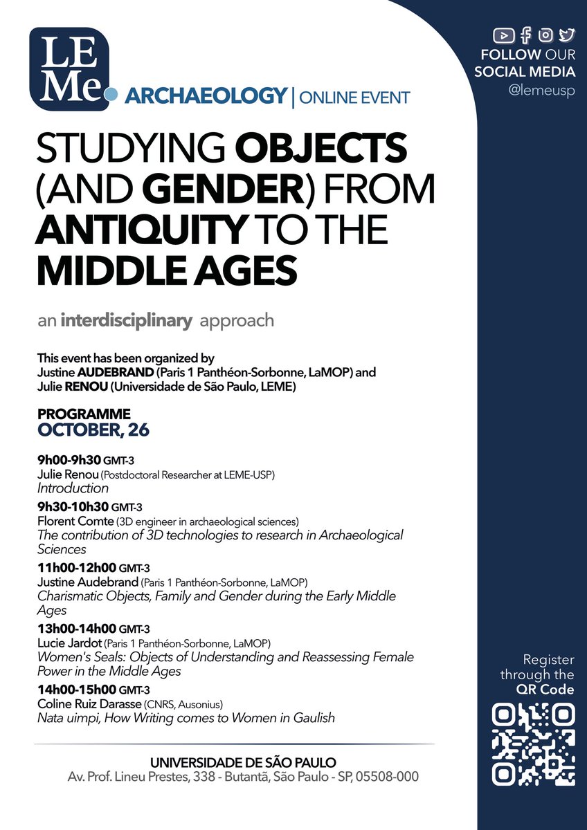 Workshop- [Online] Studying objects (and gender) from Antiquity to the Middle Ages, October 26th! Ouvert à tous•tes, néophytes, étudiant•es et chercheur•euses avec @Amalasonthe pour le projet <a href="/Fofma_fabrique/">FOFMA</a> <a href="/lemeusp/">Laboratório de Estudos Medievais (LEME)</a>