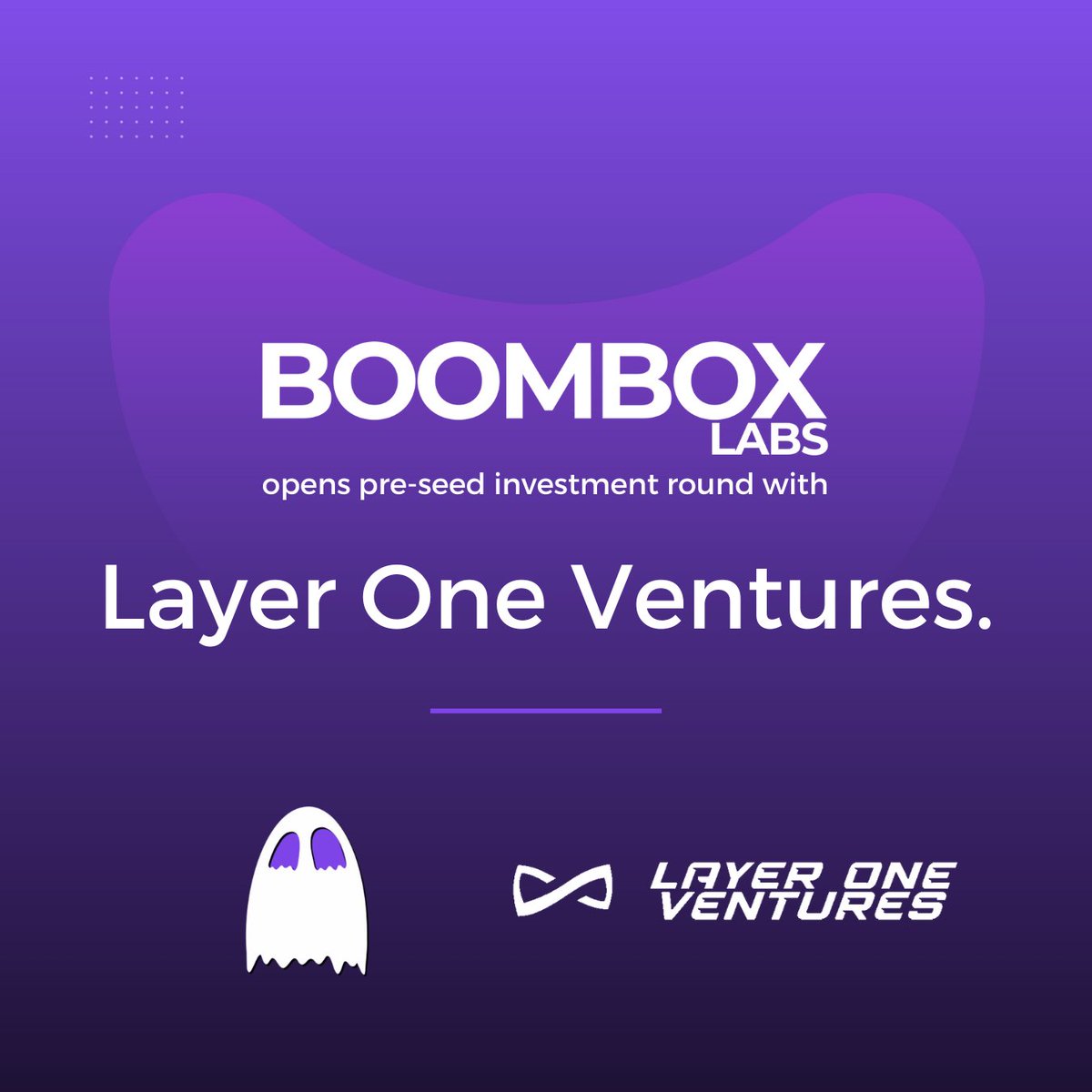 BoomBox Labs has opened its pre-seed investment round with investment backing from Layer One Ventures. 

Special thanks to <a href="/RyanBethencourt/">Ryan Bethencourt</a> at <a href="/LayerOneVC/">LayerOneVC</a> for believing in our team and the future of decentralized music distribution.

More info: medium.com/@BoomBoxLabs/b…