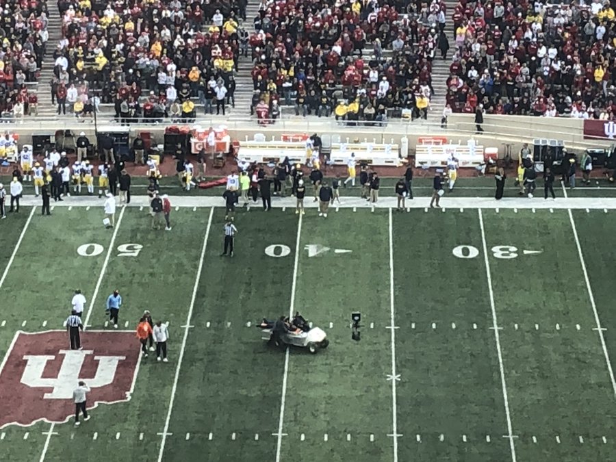 Mike Hart stretchered off field during Michigan's game at Indiana
