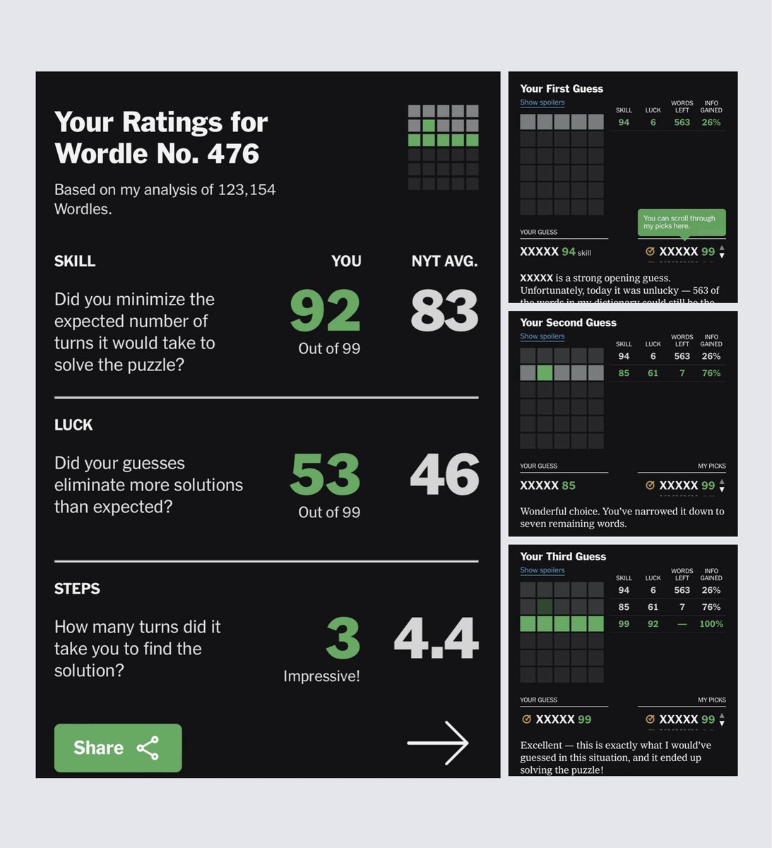 LawBioService's tweet image. I love Wordle. And now, the Wordle bot shows me how I stack up — or at the very least, how I can improve my game! #Wordle476 #wordle
