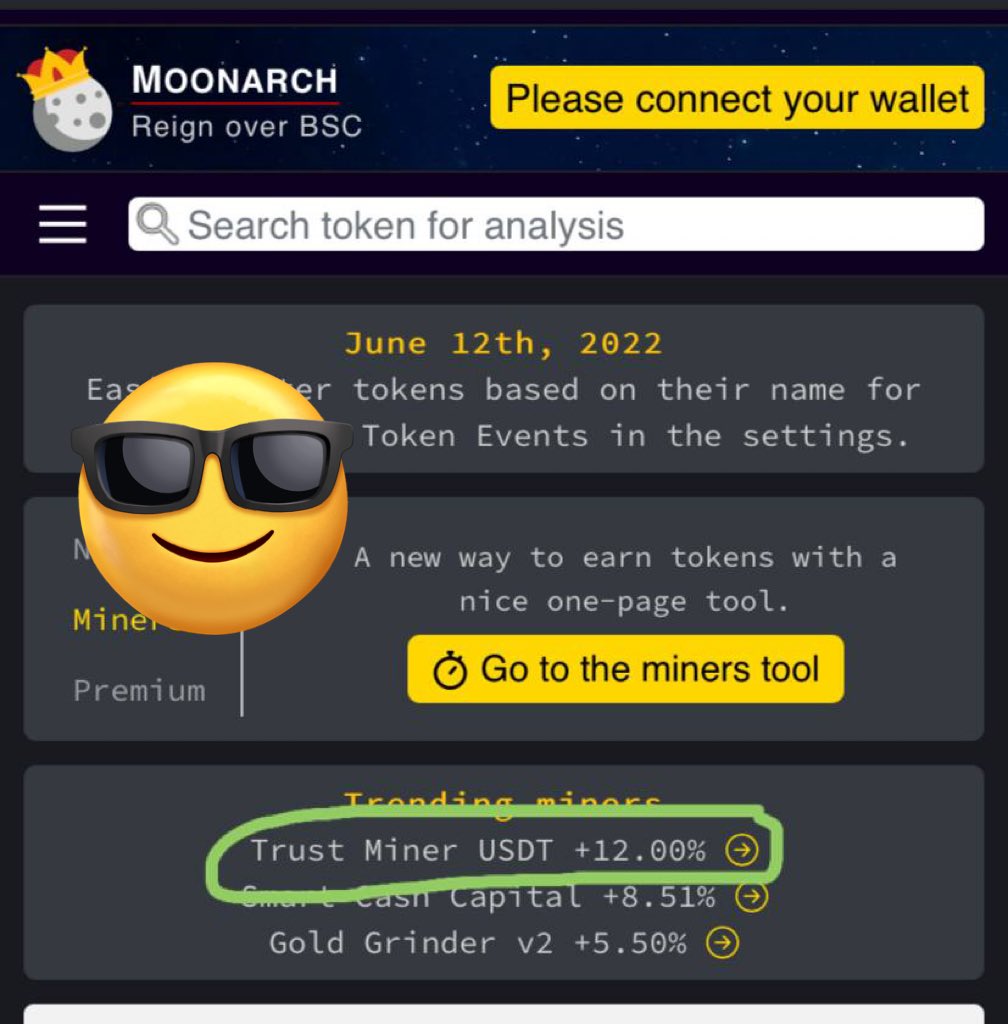 Trust_Miner's tweet photo. Both V1 and V2 contracts had big TVL increases yesterday! We are now the #1 trending project on https://t.co/nduax02zJ2

Contract Details 
🌟V1: $40,174 USDT
🌟V2: 64.08 BNB

Make sure to follow @MoonarchApp to get the most up to date stats and info from your favorite projects. https://t.co/Fw9iFh545l