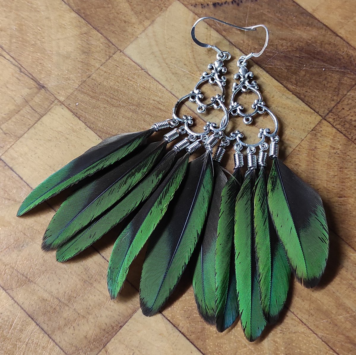 #mhhsbd remade my first ever feather earrings as the silver was getting tired. Same feathers though first made in 2013