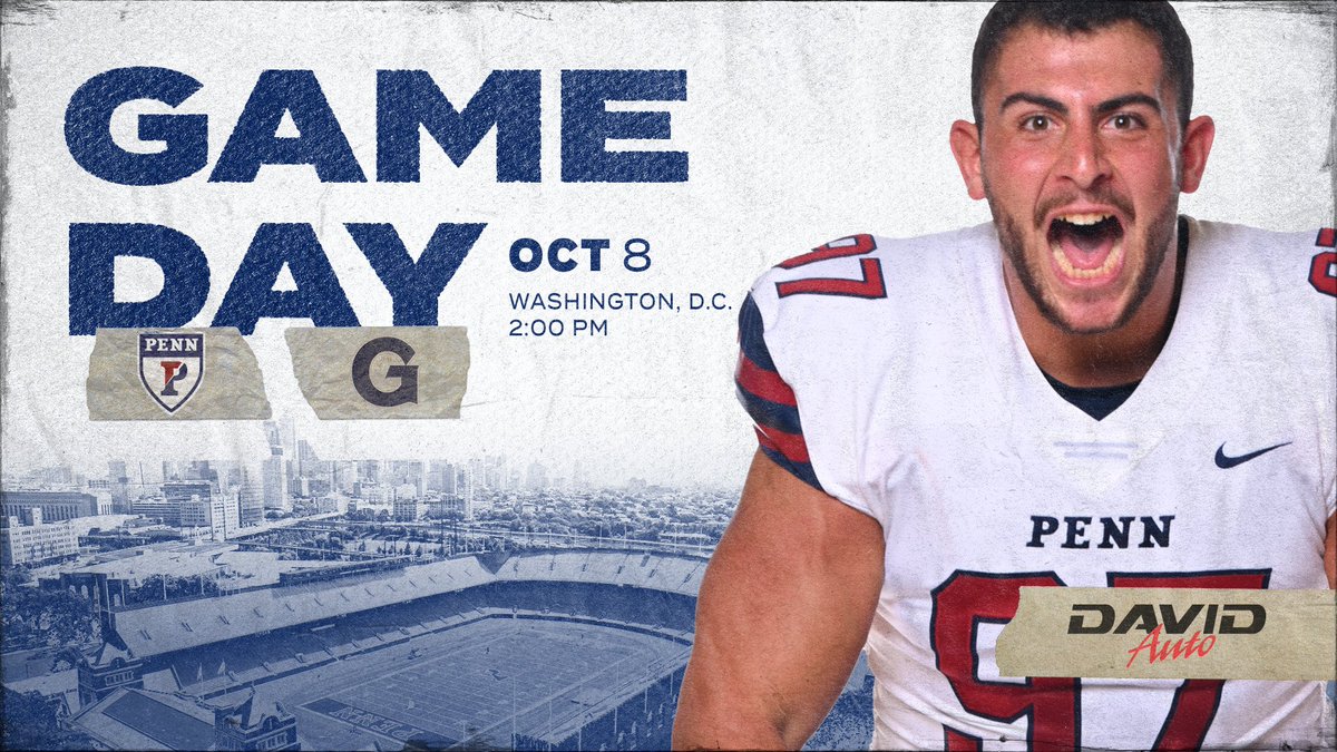 PennFB's tweet photo. Taking over DC in our final non-league contest! 

🆚 Georgetown
📍 Washington, D.C.
💻 https://t.co/I1oob0XJFn
📊 https://t.co/atoFPtqgZs
📻 https://t.co/qistd2rN2n

#FightOnPenn x #BEGREAT https://t.co/Ntcpspg841