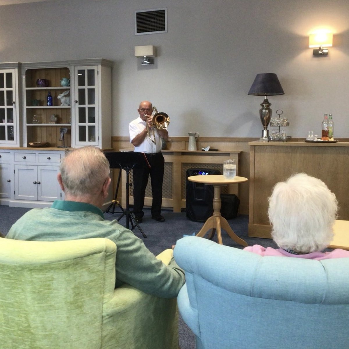 friendsofccourt's tweet photo. Trombonist Ken Stamp recently entertained our residents at Connaught Court. Ken has been a part of the Brass scene in Yorkshire for many years &amp; is currently nominated for a York community pride award for raising over £20,000 for St Leonard’s hospice. One of life’s true gents. https://t.co/PFMDEkP2Hy