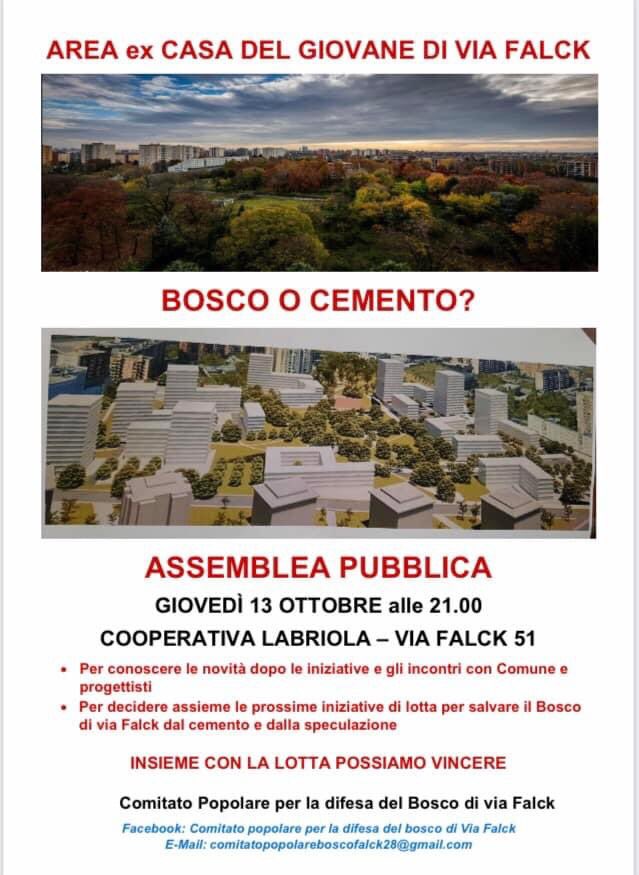 Giovedì 13 h21 Coop Labriola #Milano assemblea pubblica perché salvare il Bosco di Via Falck è possibile con la partecipazione e la lotta di tuttə