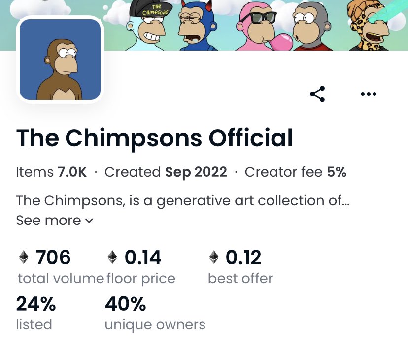 The Chimpsons NFT giveaway 🎁

Floor price is 0.14 $ETH

To enter:
Follow with 🔔
Like &amp; RT ☑️
Tag 2 friends 🤝

(Ends in 24 hours ⏰)