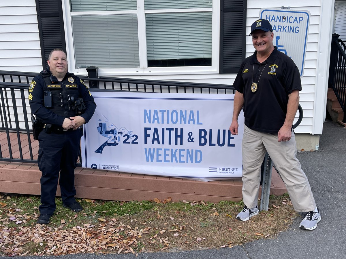 We're excited for Day 2 of the <a href="/FaithandBlue/">National Faith & Blue</a> Weekend! <a href="/Town_of_Holden/">Town of Holden</a> police officers will be visiting the Holden Congregational Church later today. Stop by between 5 p.m. and 6:30 p.m. for a great church "suppah!" (Insert Maine accent here. 😇) #heyholden