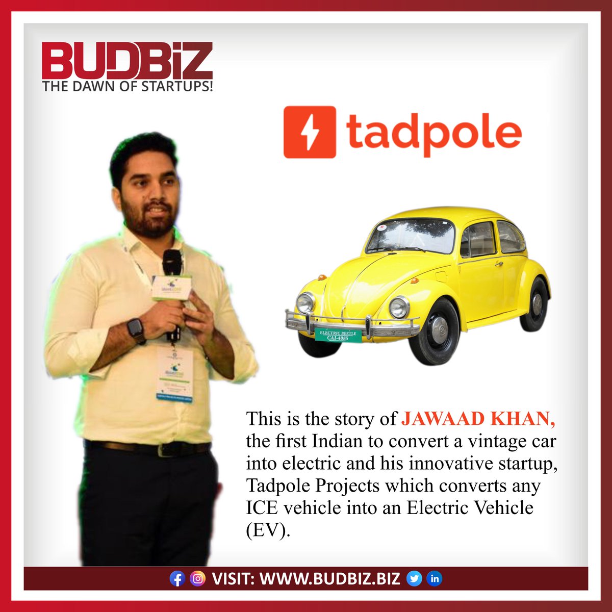 BudbizB's tweet photo. Read the story of Tadpole Projects which converts any ICE vehicle into an Electric Vehicle (EV). 

Click on the link to read the full story: 
https://t.co/8ezicW3qpM

Follow @BudBiz.biz

#tadpoleprojects #Tadpole #jawaadkhan #budbiz https://t.co/jAEdTmpe2X