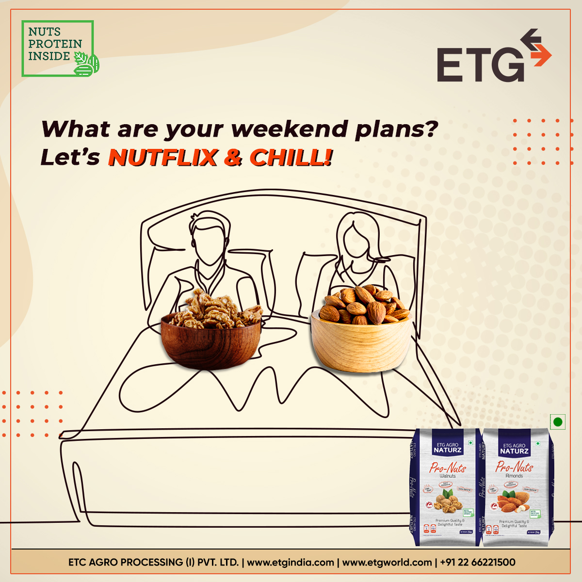ETGAgroIndia's tweet photo. Nothing better than munching your favourite healthy snack with your favourite person!
We have stated our plans, what about you?
#protien #nutrition #health #nuts #nutsprotein #almonds #walnuts #healthyfood #stayfit #stayhealthy #etg #etgindia #exporttradinggroup https://t.co/ZlbicS2xym