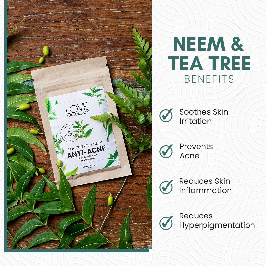 LovOrganically's tweet photo. Neem and Tea Tree has been used for ages as it contains immense skin benefits. Our Anti Acne Facepack made of Neem and Tea Tree will help to heal your skin naturally from within. 

#LoveOrganically #AntiAcneFacePack #TeaTreeOil #NeemLeaves #Acne #fightacne #DIYSkinCare #skincare https://t.co/X3pEzdbhXM