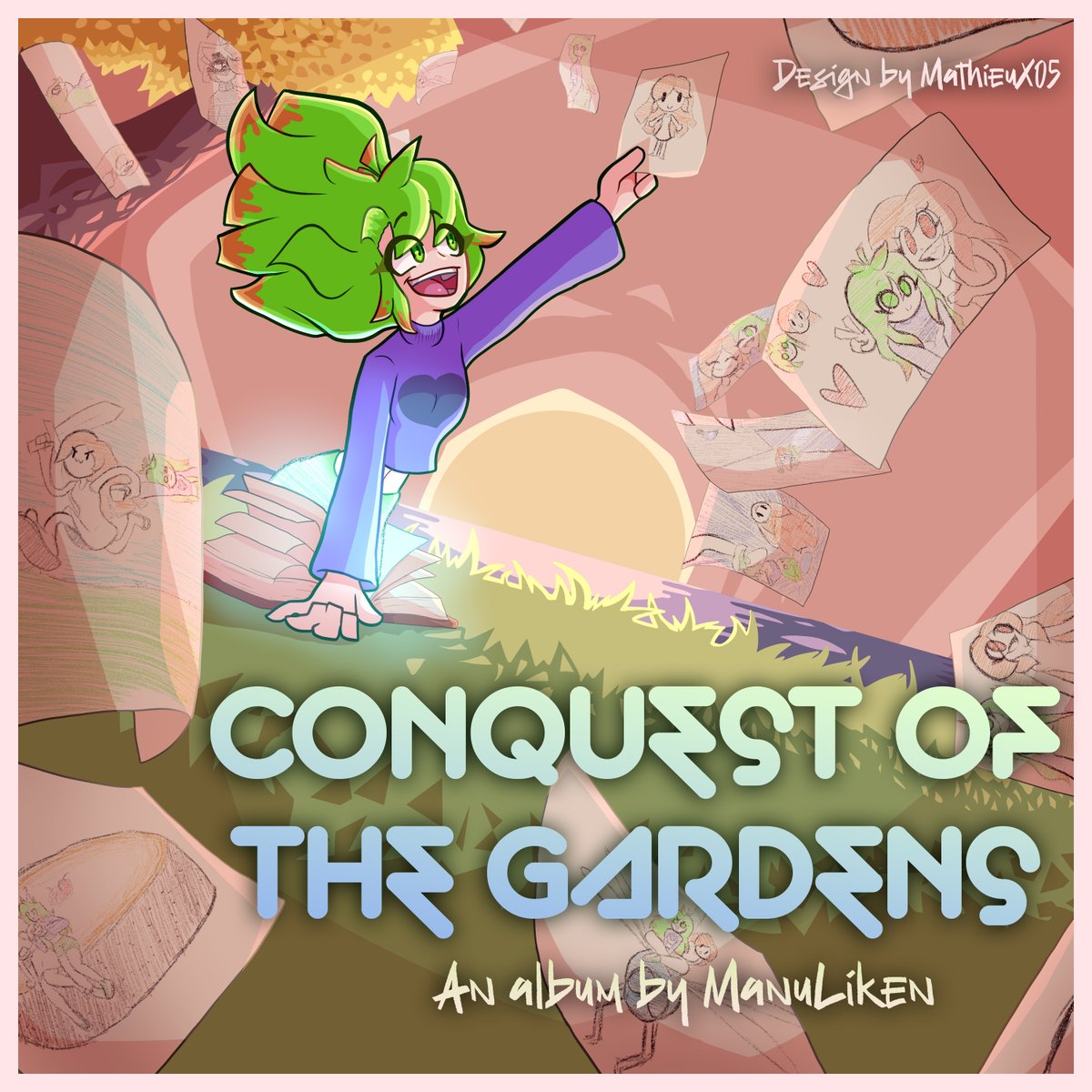MathieuX05_Art's tweet photo. And here's the artwork for @manlykn's album "Conquest of the Gardens"! It took me a while to do it but man, I love the result of it!
Go check her out, she's really awesome! And once again, thank you Manu for this! 💚

(The second one was edited by Manu) c: https://t.co/mlqEXncKvL