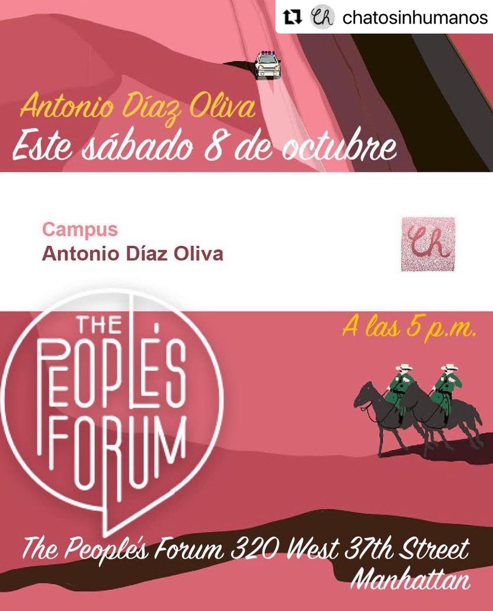 TheAntonioAdo's tweet photo. Ey Ñueva York

Hoy a las 5:00 estaremos con los editores de @chatosinhumanos en el @PeoplesForumNYC hablando sobre "Campus” y the ugly yet funny (?) side of Latinx academia (publish or perish!)

Será lectura + presentación y habrá cerveza y copias del segundo tiraje de “Campus” https://t.co/ULdkD3wP2G