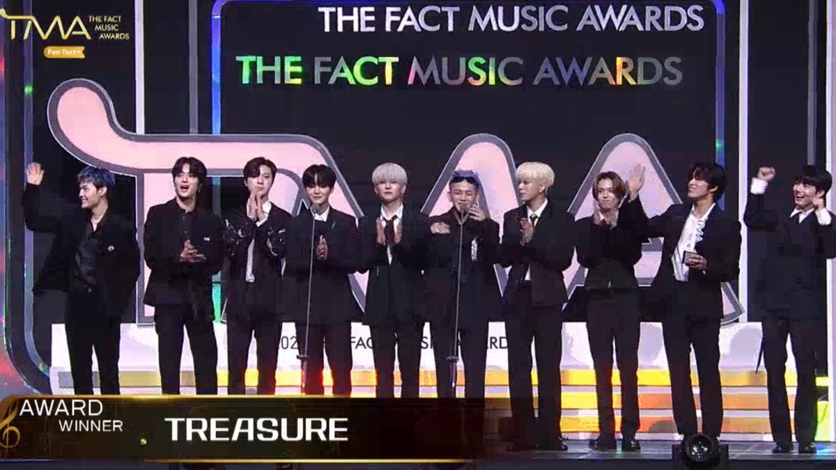 trsboyz's tweet photo. treasure and the boyz both won artist of the year (bonsang) today at the fact music awards, congrats our trsrboyz! https://t.co/UvzRNQx8mA