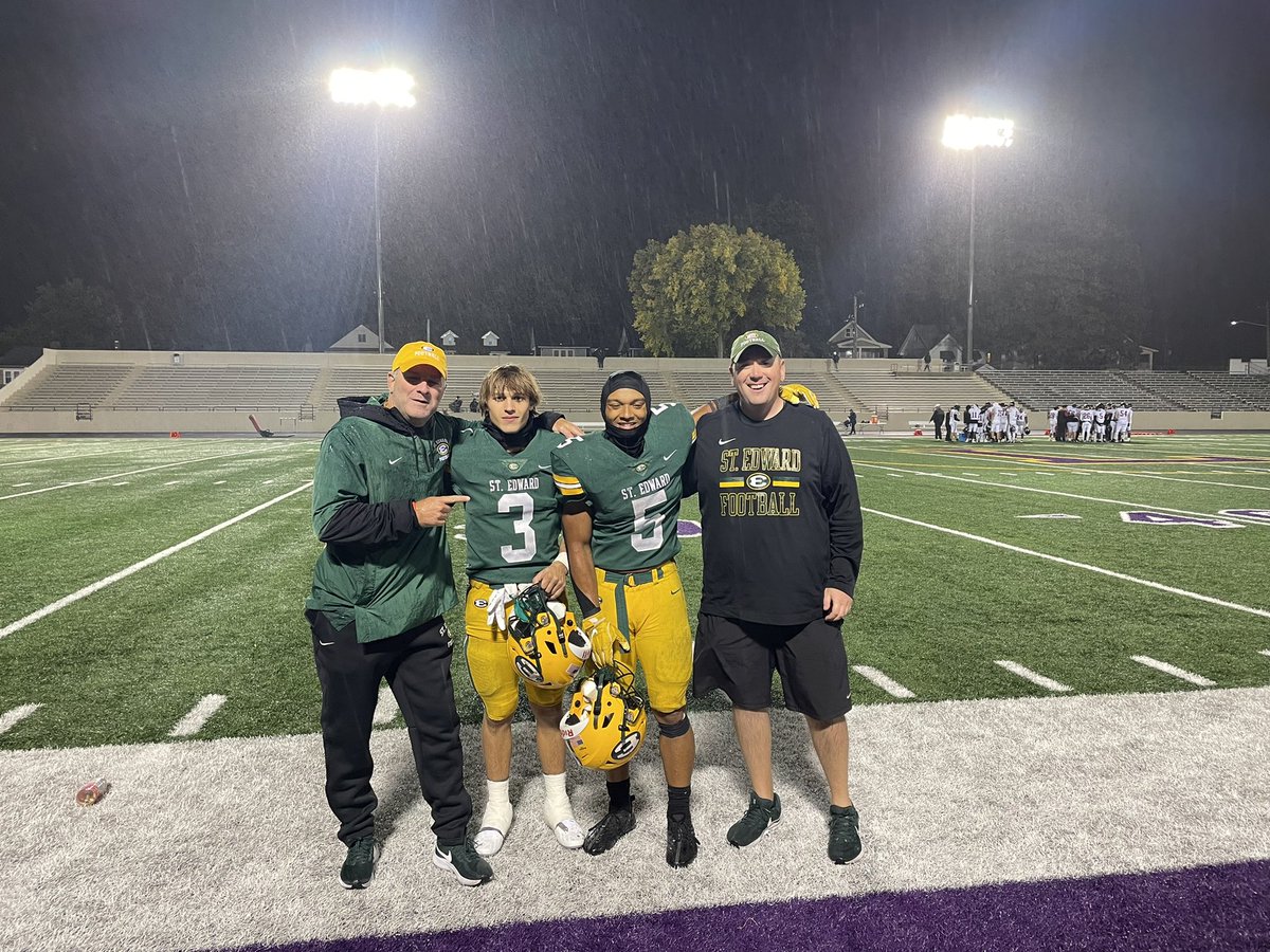 Lastnight  was Senior night and both of these guys played an awesome game and could not be prouder. Both scored two touchdowns. They both support one another all the time and super coachable and great humans. Excited to finish the season out with them. Thanks Josh and Marv #RBU
