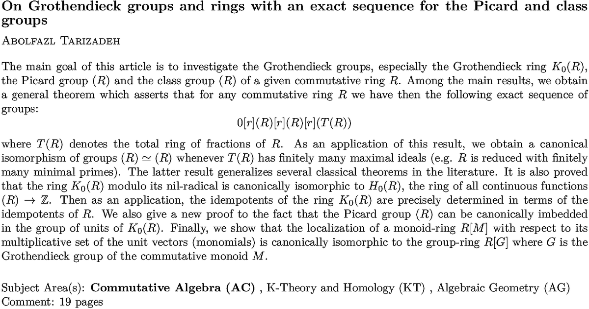 arxiv.org/abs/2210.02951…
A Tarizadeh
On Grothendieck groups and rings with an exact sequence for the Picard
  and class groups