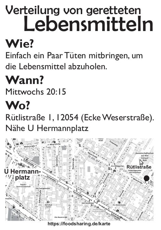 nk_12049's tweet photo. Verteilung von geretteten Lebensmitteln in #Neukölln:
Dienstags 14 bis 18 Uhr Silent Garden Wanzlikpfad 3
Mittwochs 20:15 Rütlistr. 1
#Umverteilen #Preisproteste https://t.co/BXbwTxxpsi