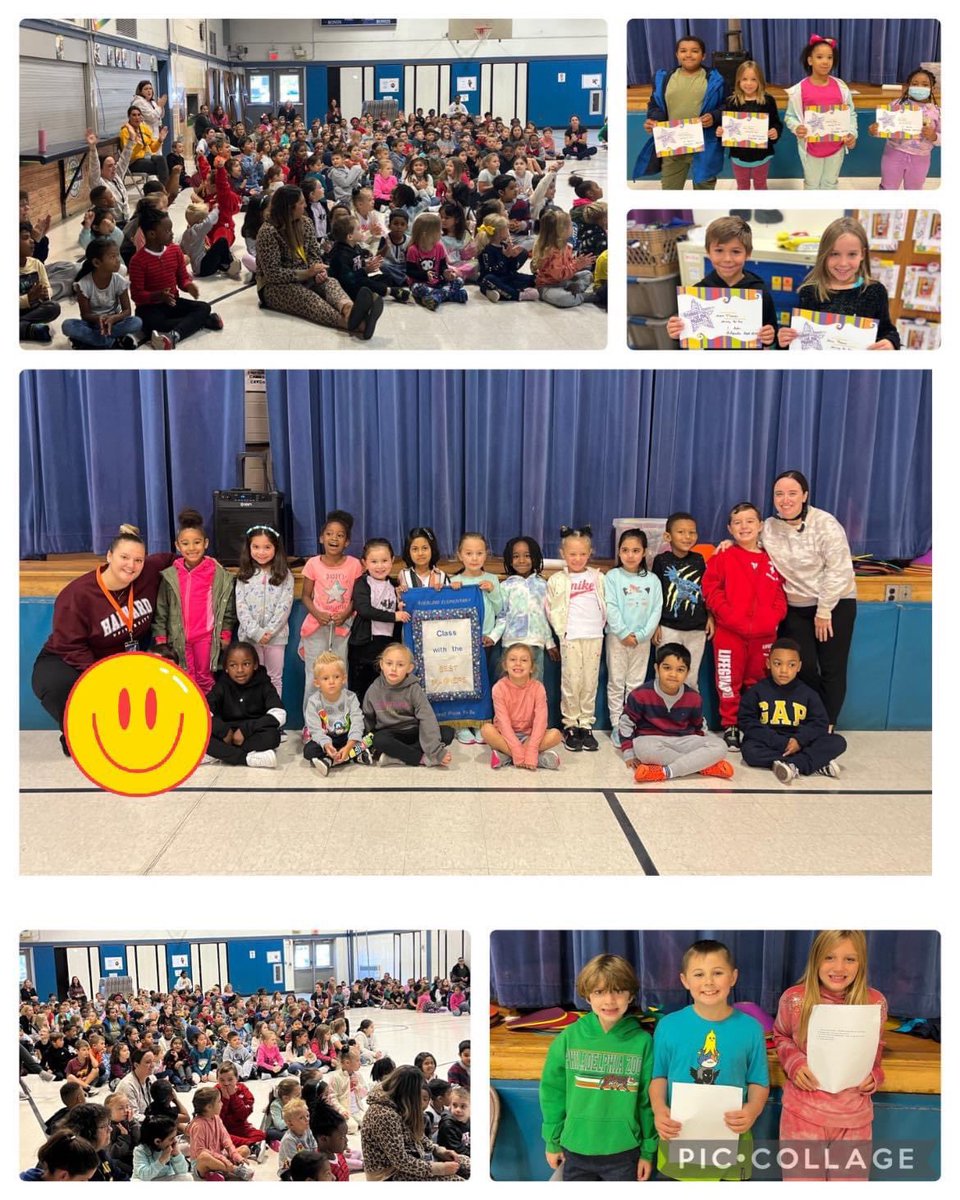 FTSD_Roebling's tweet photo. School-wide assembly with our 3rd graders doing the daily announcements, awarding our High Five winners and the Manner Banner to Mrs McDermott’s class.   We are all #strivingforfive https://t.co/9jebOEdana