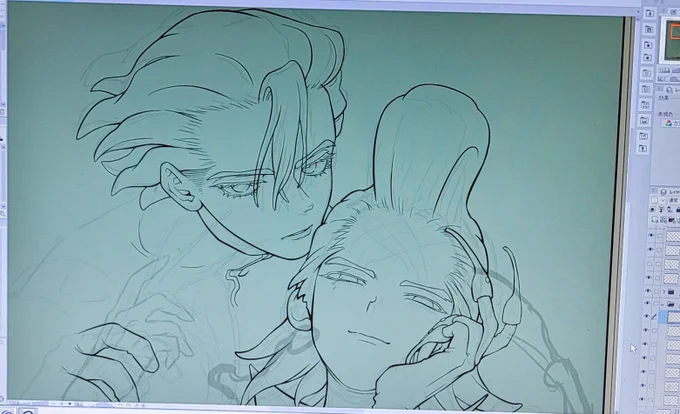 二人とも顔が良すぎて作画が進まん🤷 